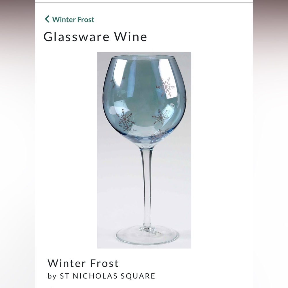 Tall Wine Glasses,Winter Frost Blue Iridescent Wine Glasses w/Snow Flake Design
